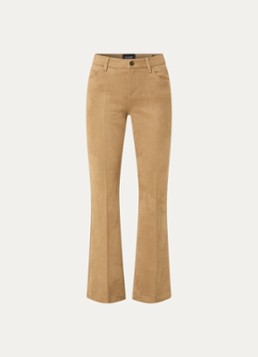 Rosner Studio Dames Antonia mid waist flared fit broek van imitatiesuède in de kleur Camel
