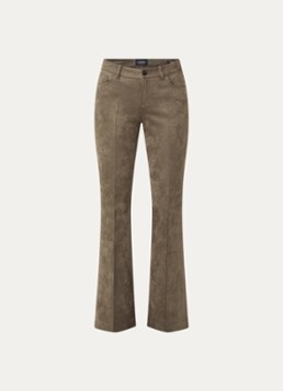 Rosner Studio Dames Antonia mid waist flared fit broek van imitatiesuède in de kleur Groen
