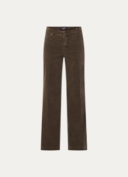 Rosner Studio Dames Audrey high waist wide fit broek van corduroy in de kleur Donkerbruin