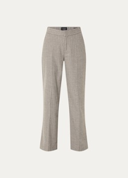 Rosner Studio Dames Mara high waist bootcut fit pantalon in wolblend met streepprint in de kleur Taupe