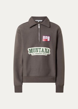 PAL Sporting Goods Heren Montana sweater met logoprint en halve rits in de kleur Taupe, maat: XL