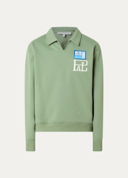 PAL Sporting Goods Heren P&L sweater met logoborduring en polokraag in de kleur Lindegroen, maat: XL