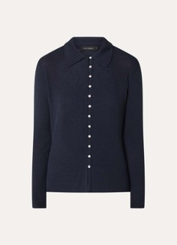 Copenhagen Muse Dames Monnie ribgebreid vest met kraag in de kleur Donkerblauw, maat: XS