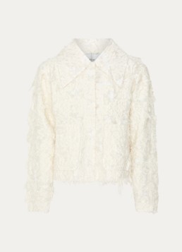 Copenhagen Muse Dames Jany jack met steekzakken en structuur in de kleur Gebroken wit, maat: XS