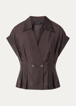 Copenhagen Muse Dames Molly blouse met plooidetail in de kleur Bruin, maat: L