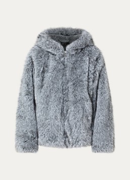 Copenhagen Muse Dames CMFluffy jack van imitatiebont met capuchon in de kleur Grijs, maat: S/M