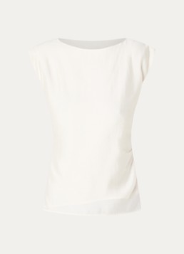 Copenhagen Muse Dames CMMolly mouwloze tuniek met ruches en asymmetrische zoom in de kleur Gebroken wit, maat: M