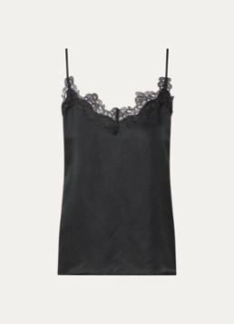 Copenhagen Muse Dames CMSilia spaghetti top van satijn met details van kant in de kleur Zwart, maat: L