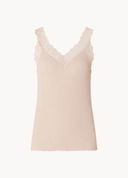 Rosemunde Dames Tanktop met kant en structuur in de kleur Oudroze