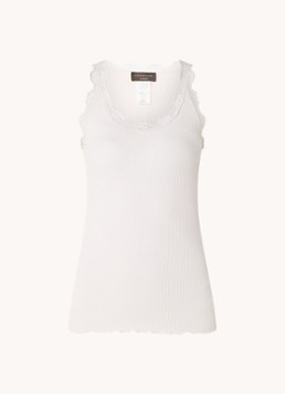 Rosemunde Dames Babette tanktop in zijdeblend met kant in de kleur Oudroze