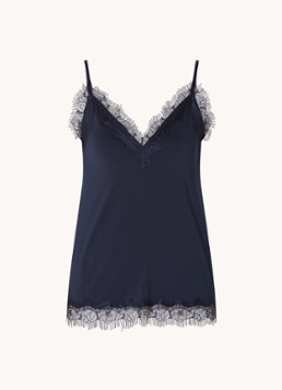 Rosemunde Dames Billie spaghettitop met details van kant in de kleur Donkerblauw
