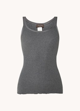 Rosemunde Dames Belle ribgebreide top in zijdeblend met ronde hals in de kleur Donkergrijs