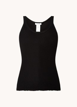 Rosemunde Dames Belle ribgebreide top in zijdeblend met ronde hals in de kleur Zwart