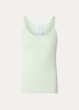 Rosemunde Dames Belle ribgebreide top in zijdeblend met ronde hals in de kleur Lindegroen