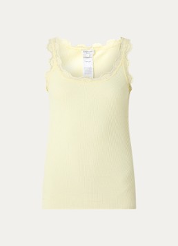 Rosemunde Dames Babette tanktop in zijdeblend met kant in de kleur Lichtgeel