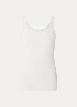 Rosemunde Dames Babette tanktop in zijdeblend met kant in de kleur Wit