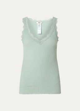 Rosemunde Dames Balta tanktop met details van kant in de kleur Lindegroen