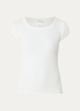Rosemunde Dames Baybay T-shirt met details van kant in de kleur Wit