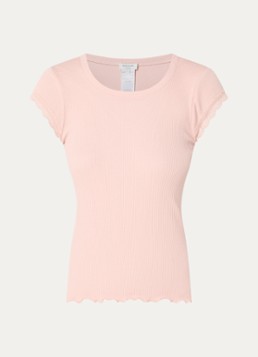 Rosemunde Dames Baybay T-shirt met details van kant in de kleur Khaki