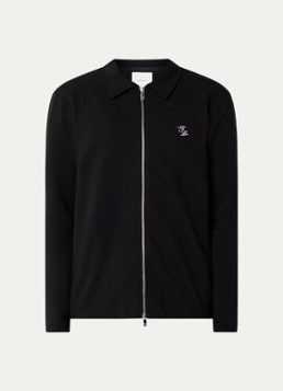 Filling Pieces Heren Jack in katoenblend met logoborduring en steekzakken in de kleur Zwart, maat: XL