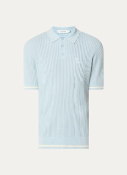 Filling Pieces Heren Regular fit polo met logoborduring in de kleur Lichtblauw, maat: S
