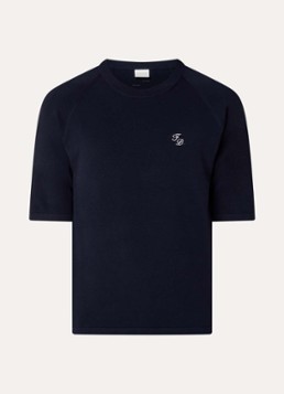 Filling Pieces Heren Raglan T-shirt met logoborduring in de kleur Donkerblauw, maat: S