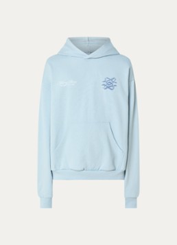 Filling Pieces Heren Bridge the Gap hoodie met logo- en backprint in de kleur Lichtblauw, maat: XL