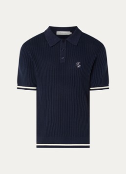 Filling Pieces Heren Regular fit polo met logoborduring in de kleur Donkerblauw, maat: S
