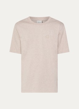Filling Pieces Heren Embroidered Knot T-shirt met gemêleerd dessin en logoborduring in de kleur Donkerbeige, maat: XL