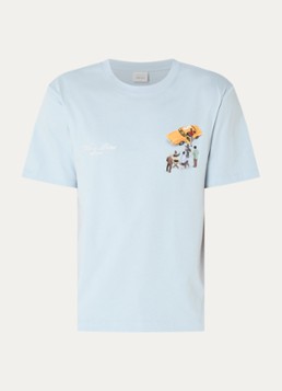 Filling Pieces Heren Film T-shirt logo- en backprint in de kleur Lichtblauw, maat: S