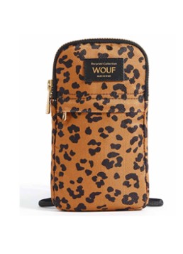 Wouf Dames Agar crossbody telefoonhoes met panterprint in de kleur Roestbruin, maat: 1maat