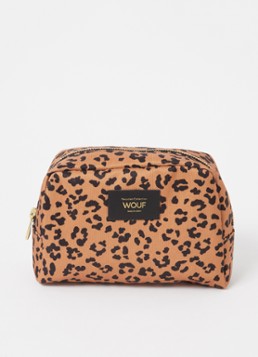 Wouf Agar toilettas met panterprint Bruin