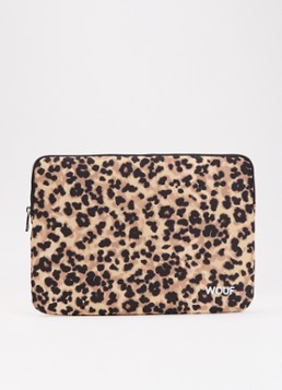 Wouf Feline laptophoes 14 inch met panterprint Zand - Deal