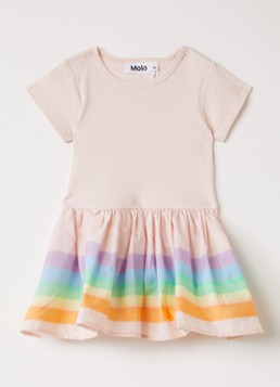 Molo Meisjes Carin jurk met streepprint in de kleur Lichtroze, maat: 18M=86