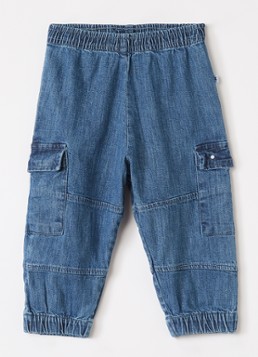 Molo Jongens Sae tapered fit cargobroek van chambray in de kleur Indigo, maat: 3M=62