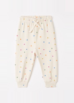 Molo Meisjes Simeon tapered fit joggingbroek met print in de kleur Creme, maat: 2Y=92