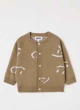 Molo Meisjes Bobi fijngebreid vest met print in de kleur Zand, maat: 3M=62