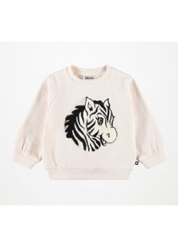 Molo Jongens Disc sweater met print in de kleur Creme, maat: 9M=74