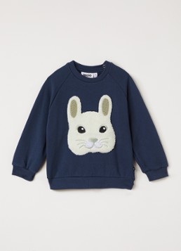 Molo Jongens Disc sweater met print in de kleur Indigo, maat: 12M=80