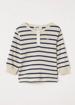 Molo Jongens Emore longsleeve met streepprint in de kleur Beige, maat: 12M=80