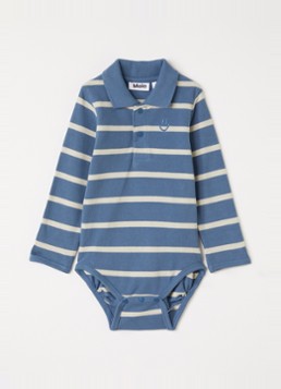 Molo Jongens Follow polo met streepprint in de kleur Petrol, maat: 1M=56
