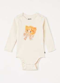 Molo Meisjes Foss romper met print in de kleur Beige, maat: 2Y=92