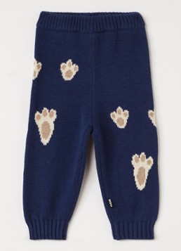Molo Meisjes Fijngebreide tapered fit broek in wolblend in de kleur Donkerblauw, maat: 9M=74
