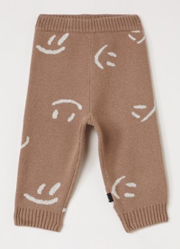 Molo Meisjes Fijngebreide tapered fit broek in wolblend in de kleur Zand, maat: 18M=86