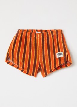BOBO CHOSES Meisjes Straight fit korte broek van badstof met streepprint in de kleur Oranje, maat: 12M=80