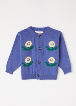 BOBO CHOSES Meisjes Stamp bloom fijngebreid vest met ingebreid patroon in de kleur Paars, maat: 6M=68