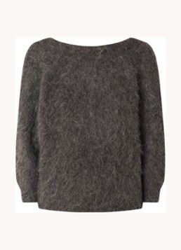 Ba&sh Dames Pull fijngebreide trui in alpaca wolblend met geknoopt detail in de kleur Antraciet