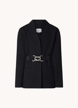 Ba&sh Dames Carole mantel van wol met ceintuur in de kleur Zwart