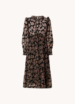 Ba&sh Dames Roane midi tuniekjurk met paisley dessin in de kleur Zwart