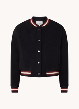 Ba&sh Dames Hugh bomberjack van wol met steekzakken in de kleur Zwart